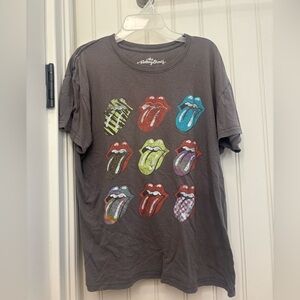 The Rolling Stones Gray and Red Short Sleeve Tee